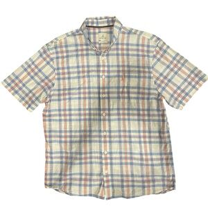 johnnie-O Hangin’ Out Short Sleeve Button Down Mens Large Blue/Pink